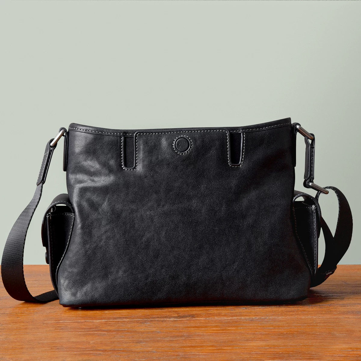 Classic Compact Leather Crossbody Bag