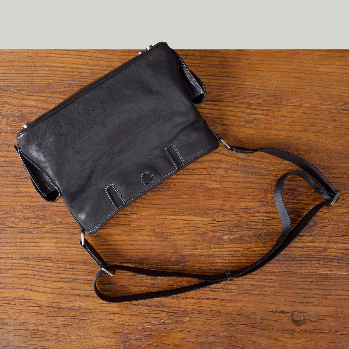 Classic Compact Leather Crossbody Bag