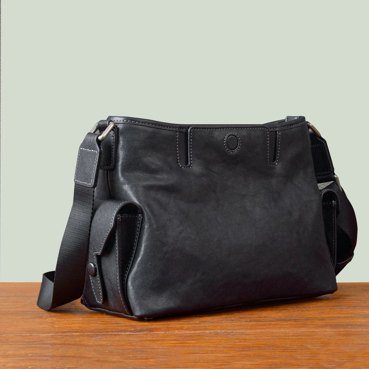 Classic Compact Leather Crossbody Bag