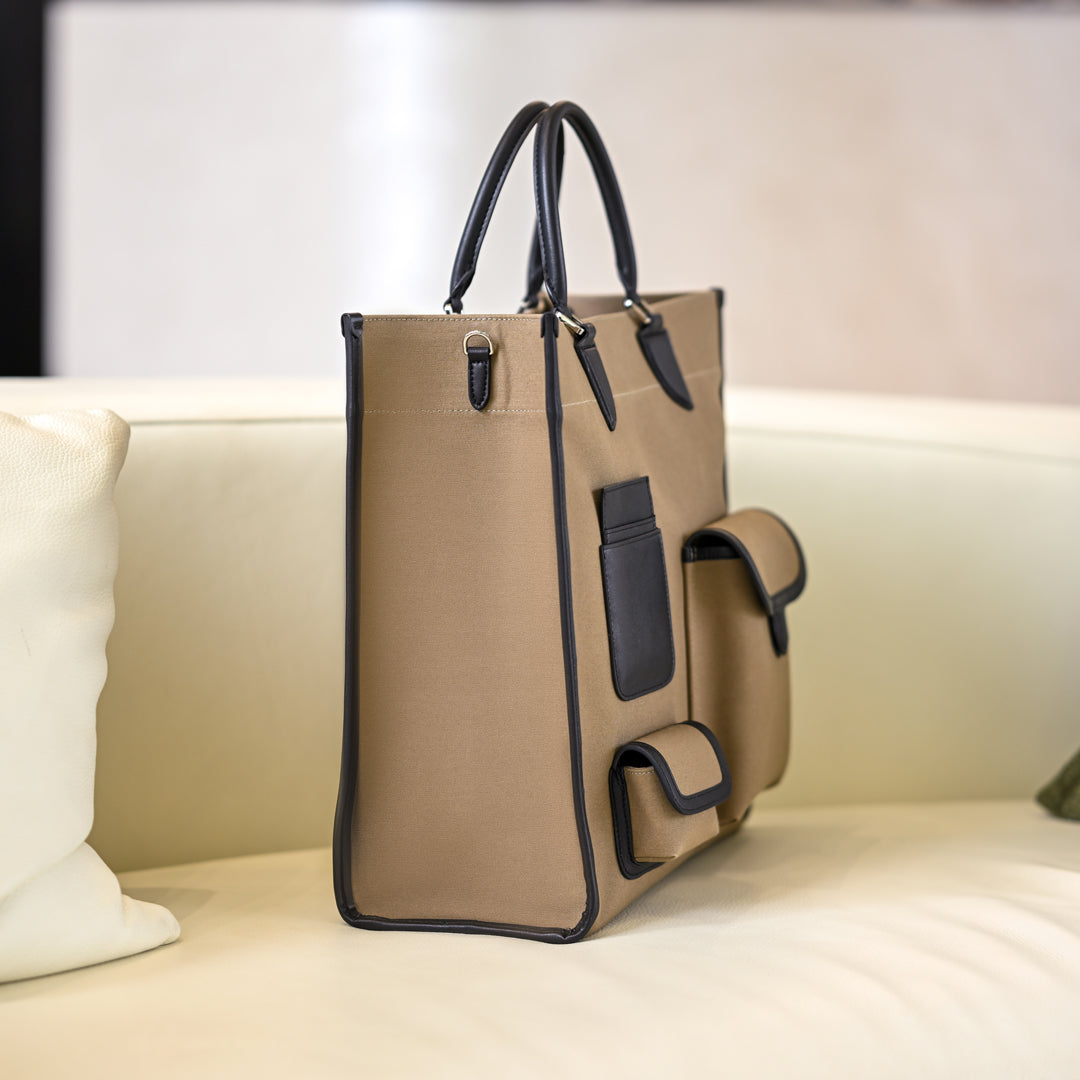 Multipocket Modular Canvas Tote Bag