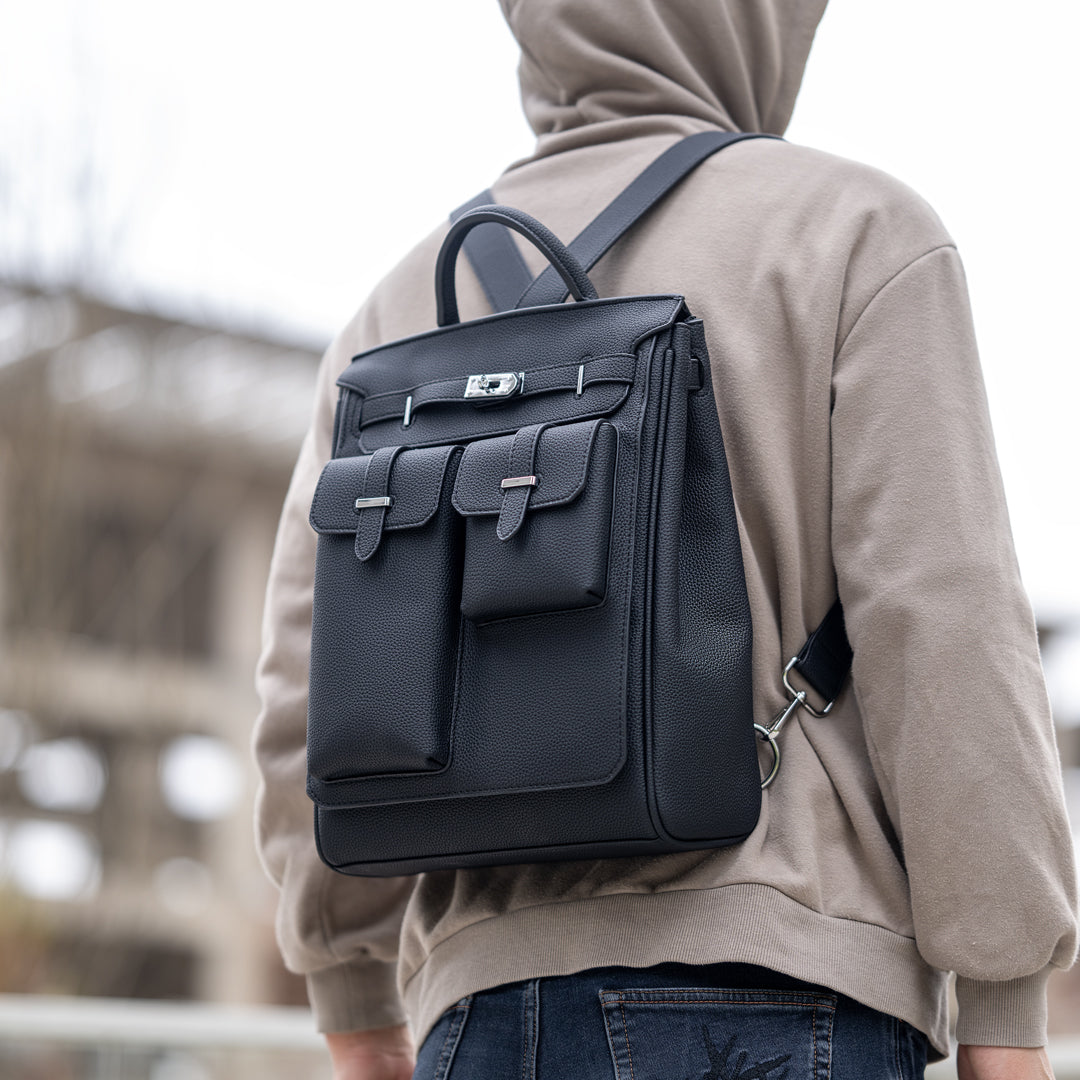 Multi Pocket Leather Backpack