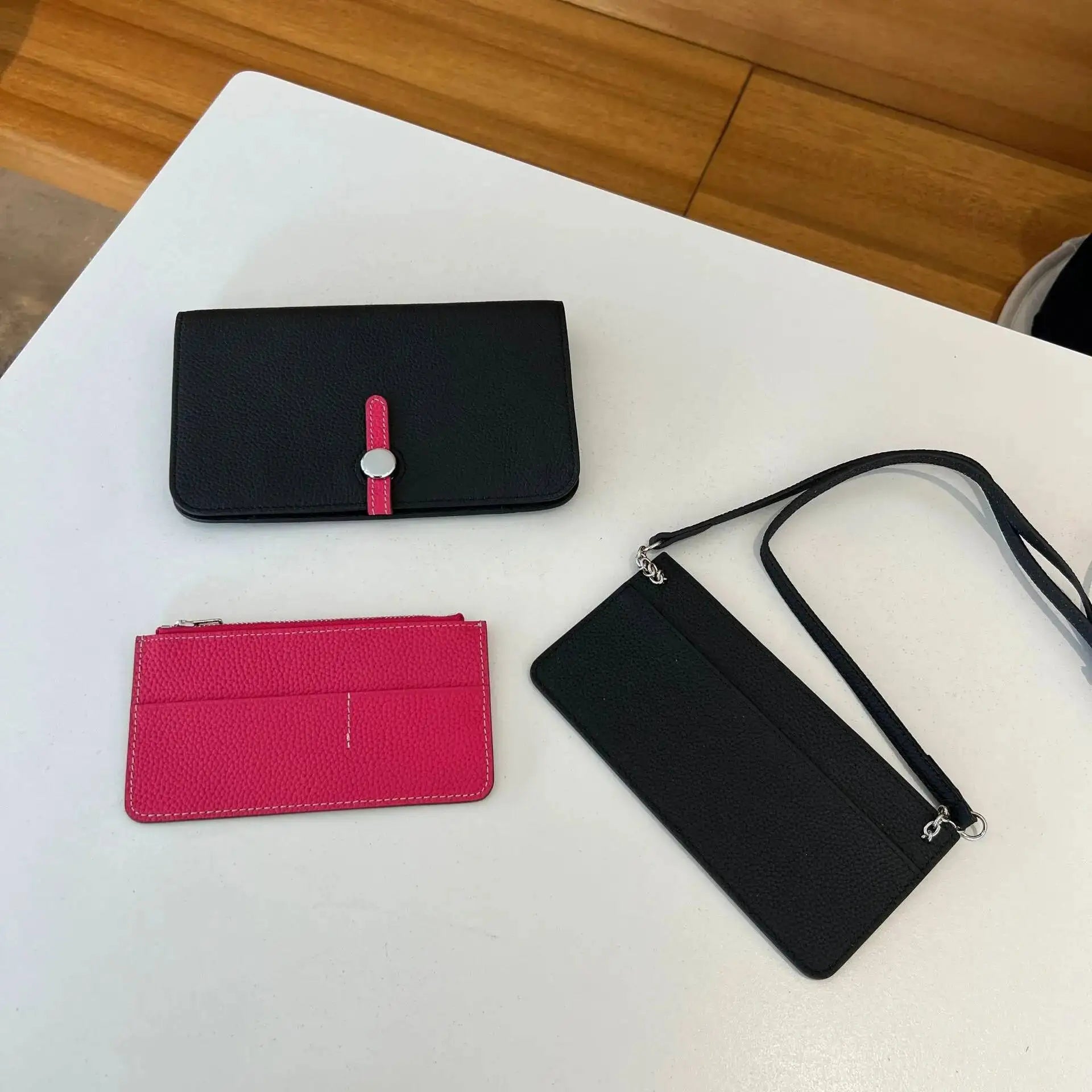 3‑in‑1 Full‑Grain Leather Clutch