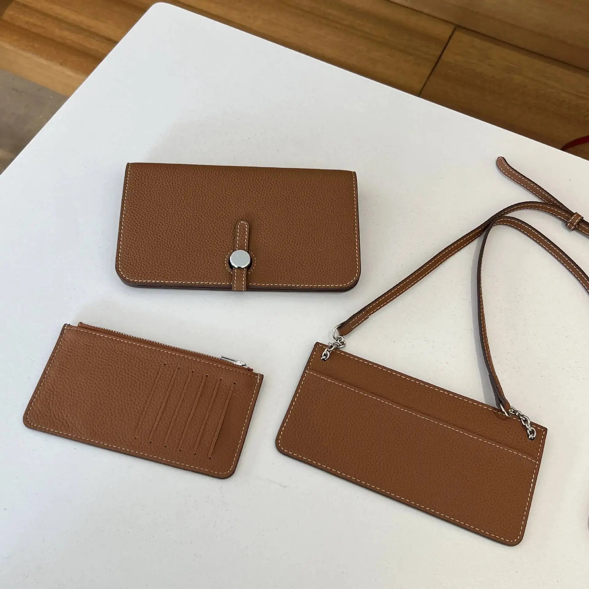 3‑in‑1 Full‑Grain Leather Clutch