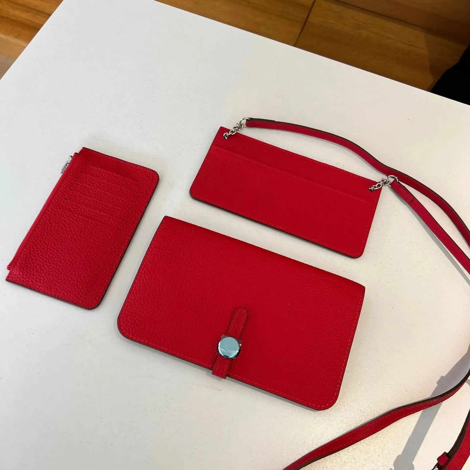 3‑in‑1 Full‑Grain Leather Clutch