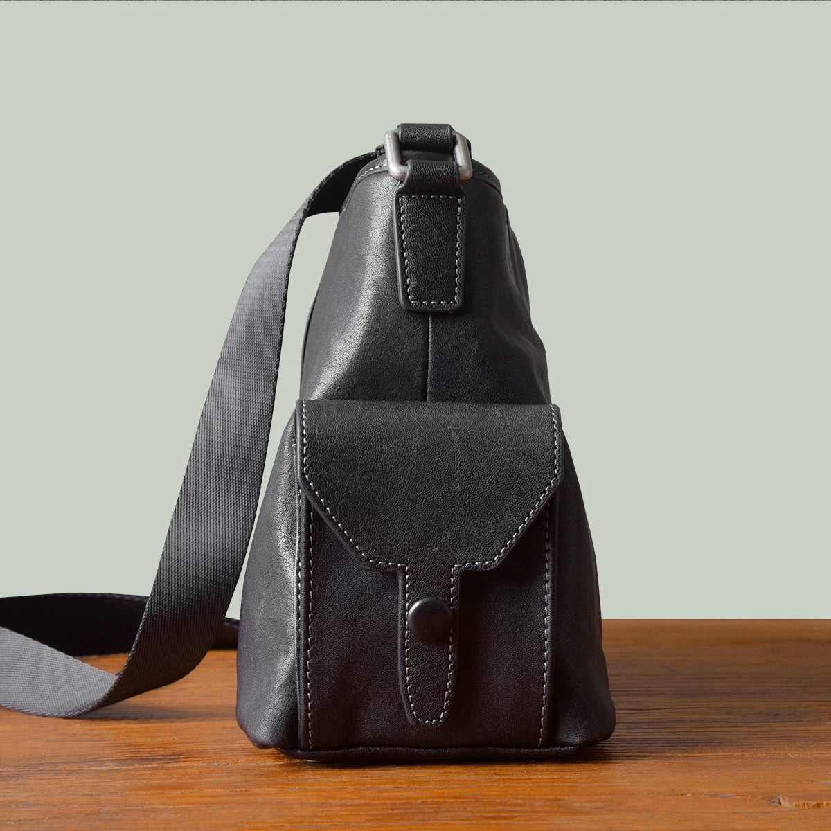 Classic Compact Leather Crossbody Bag