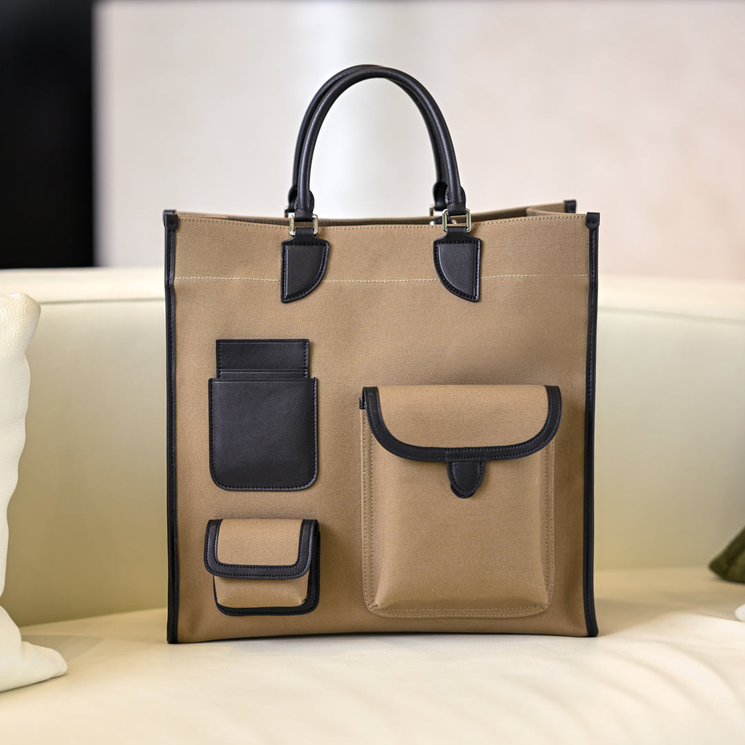 Multipocket Modular Canvas Tote Bag