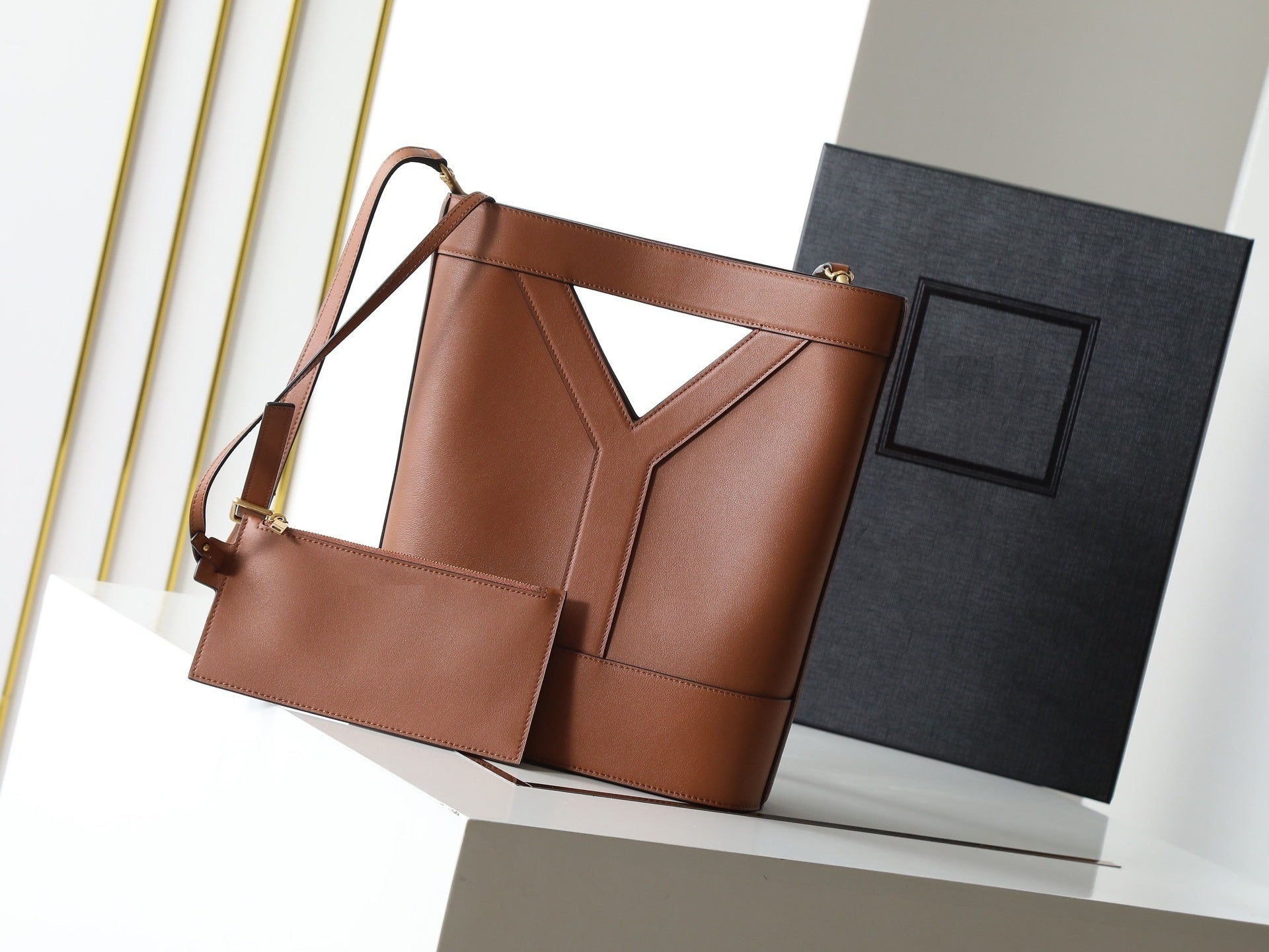 Panel Soft Cowhide Leather Hobo Bag with Matching Wallet