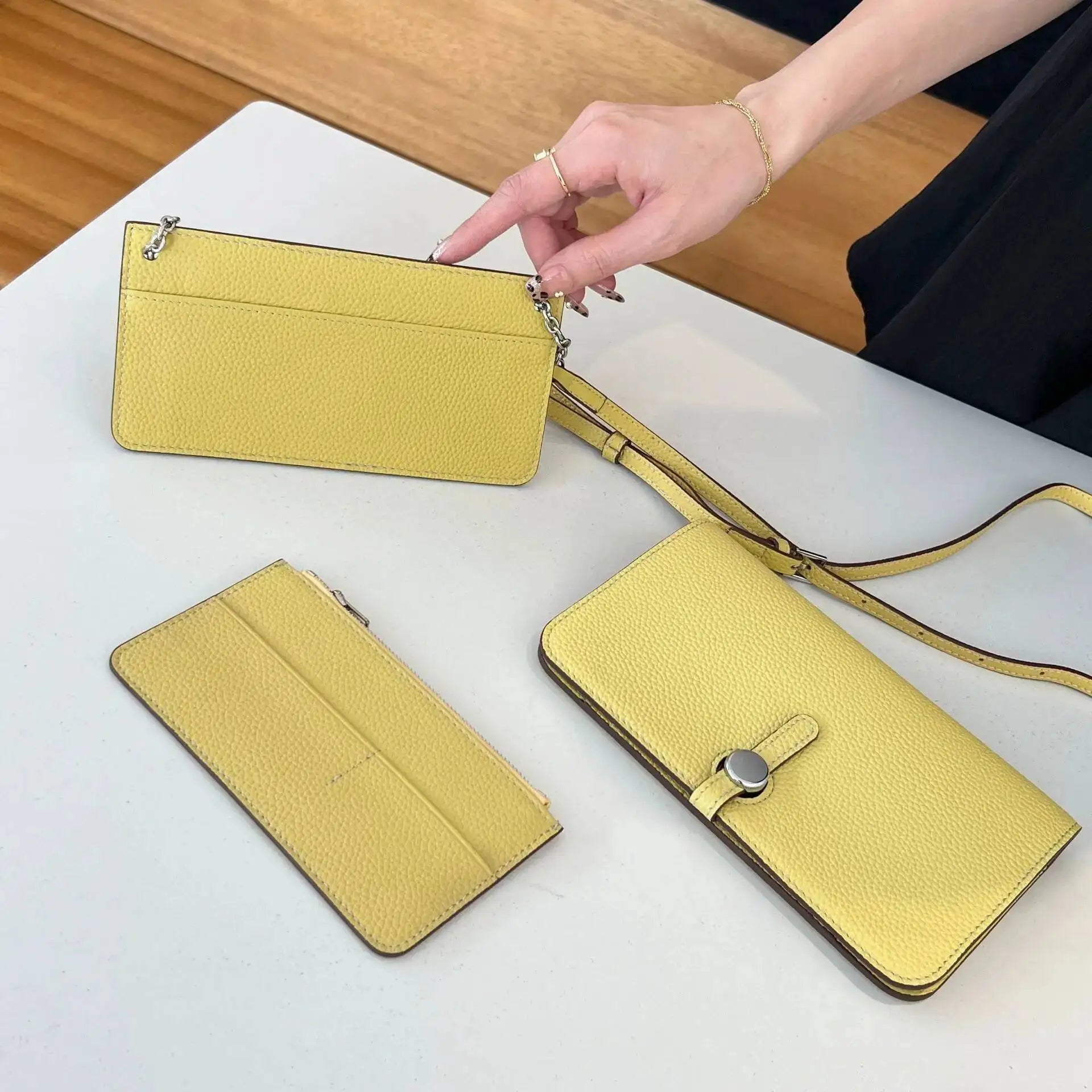 3‑in‑1 Full‑Grain Leather Clutch