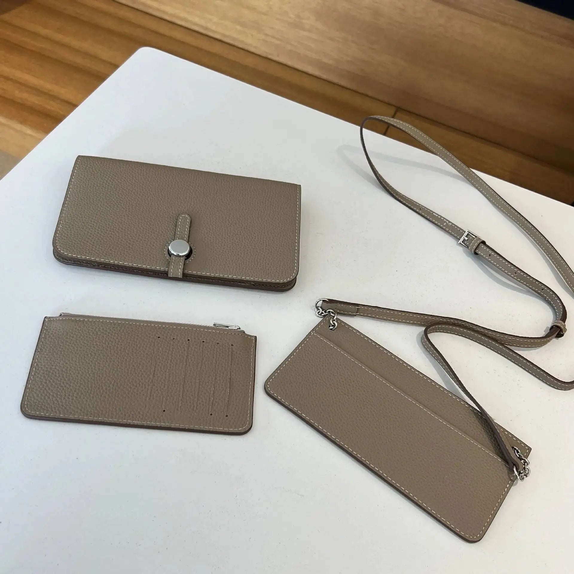 3‑in‑1 Full‑Grain Leather Clutch