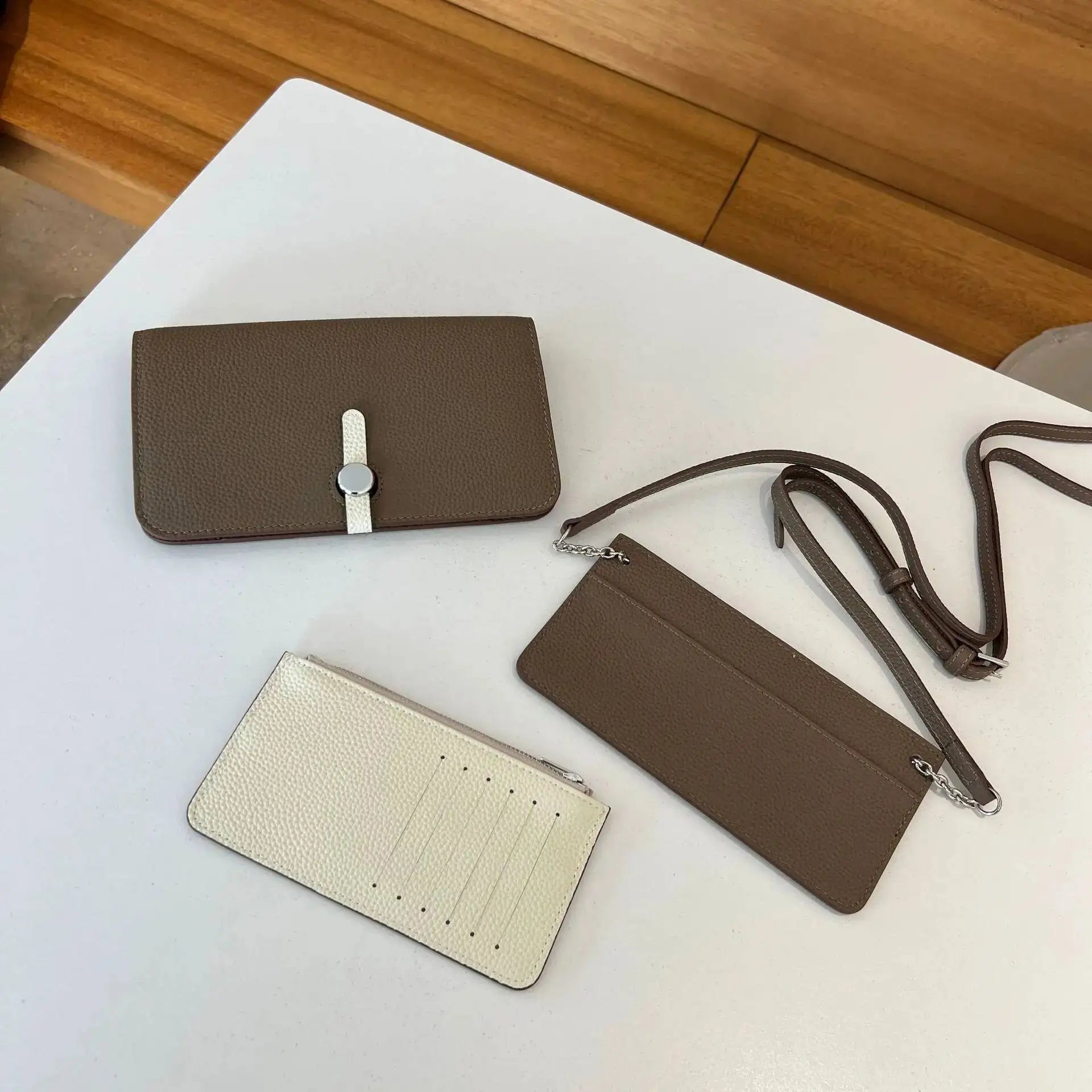 3‑in‑1 Full‑Grain Leather Clutch