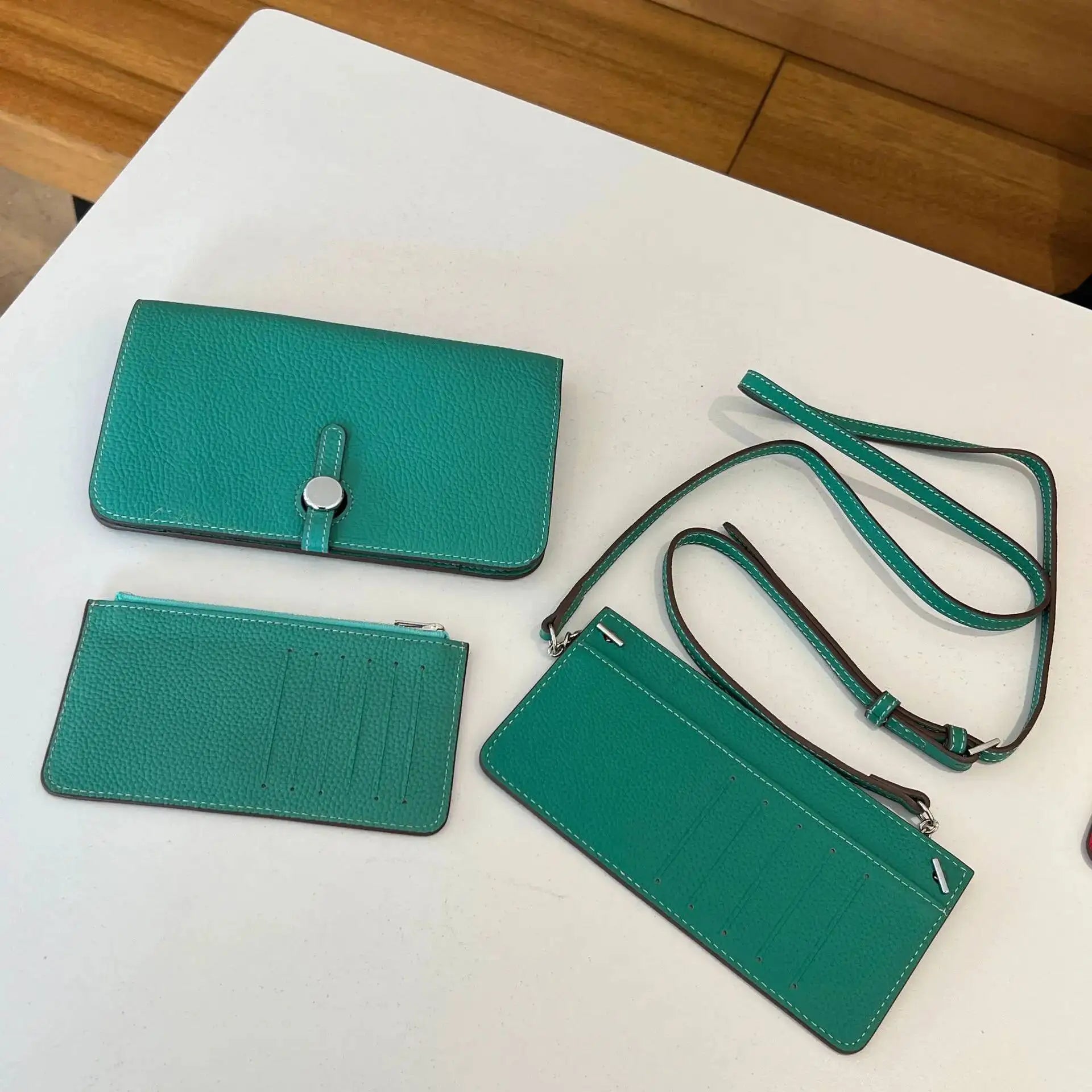 3‑in‑1 Full‑Grain Leather Clutch