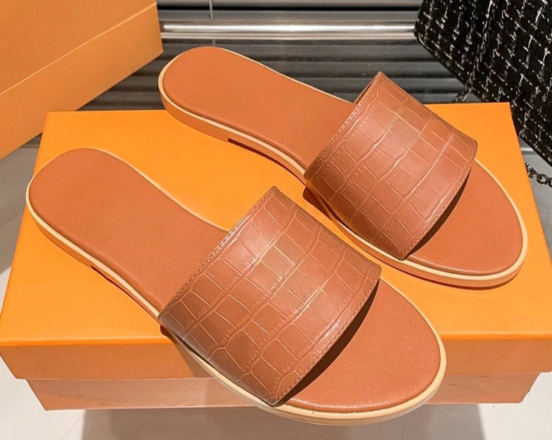 Embossed Slide Sandals