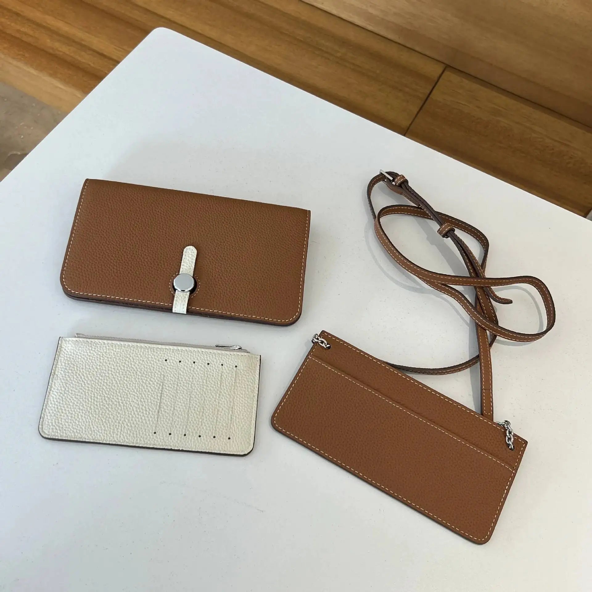 3‑in‑1 Full‑Grain Leather Clutch