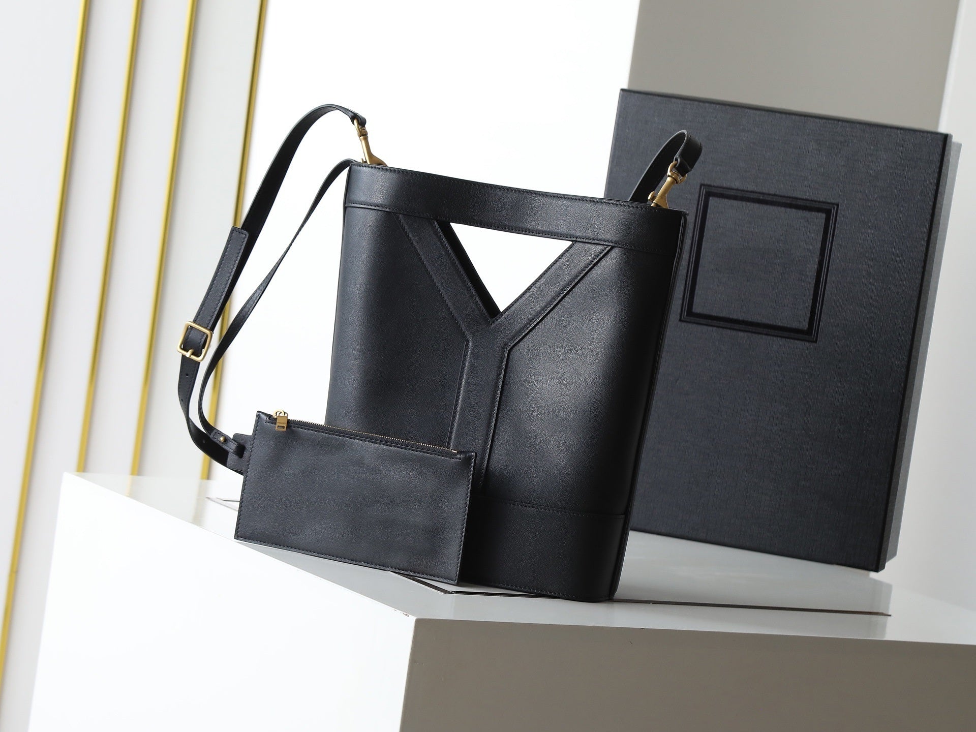 Panel Soft Cowhide Leather Hobo Bag with Matching Wallet