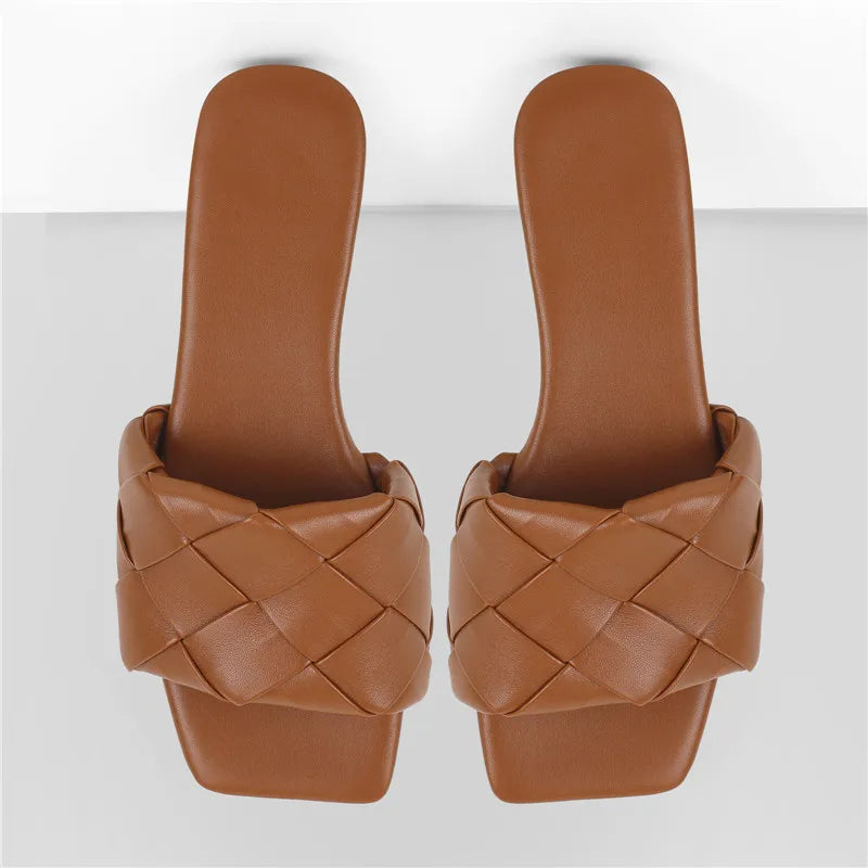 Braided Leather Slide Sandals