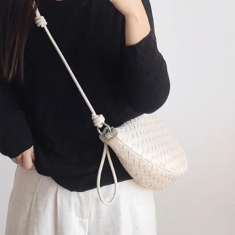 Leather Lattice Shoulder Bag