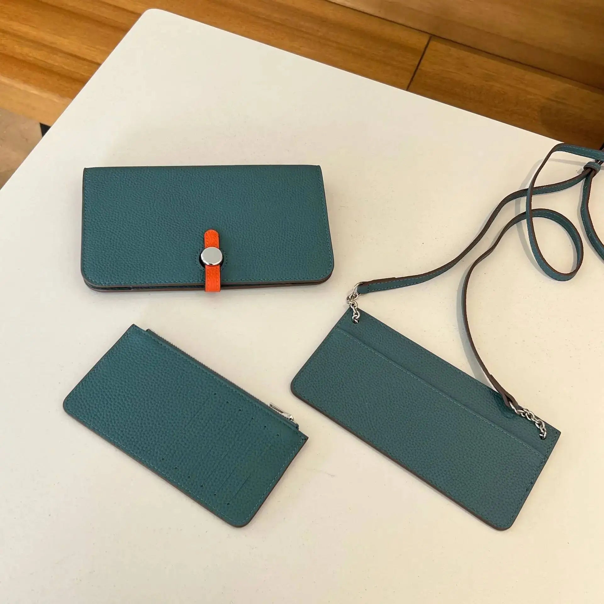 3‑in‑1 Full‑Grain Leather Clutch