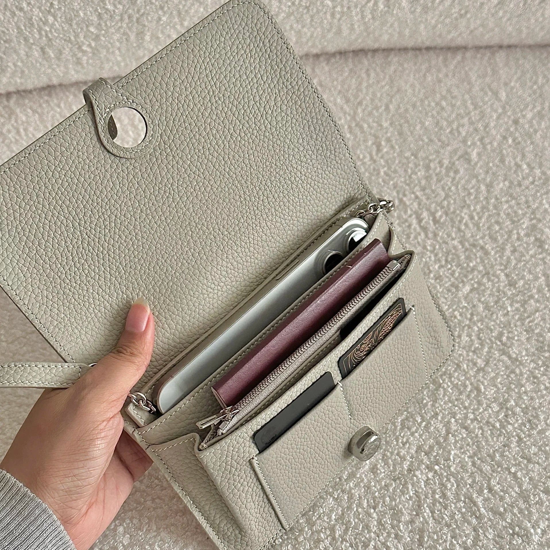 3‑in‑1 Full‑Grain Leather Clutch