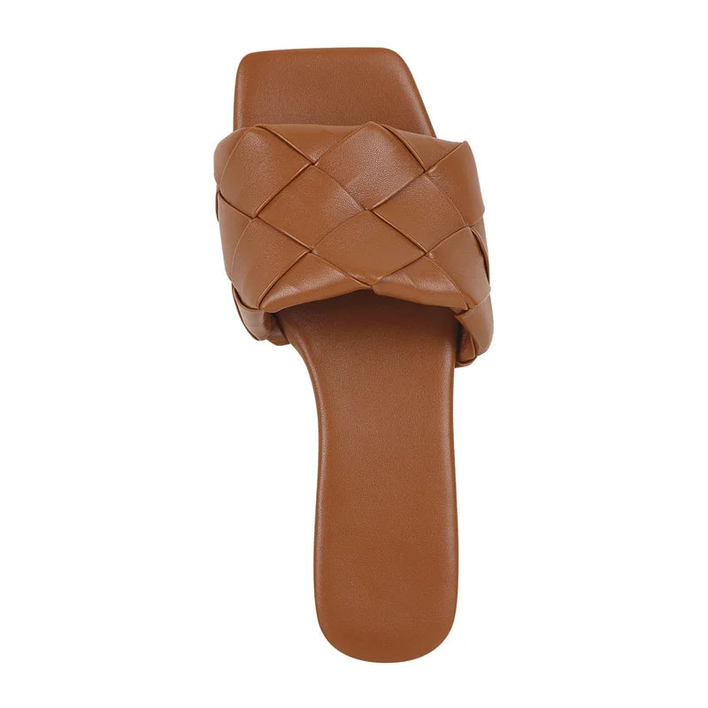 Braided Leather Slide Sandals