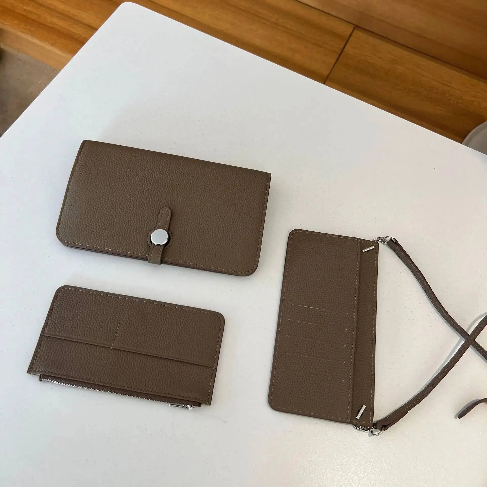3‑in‑1 Full‑Grain Leather Clutch