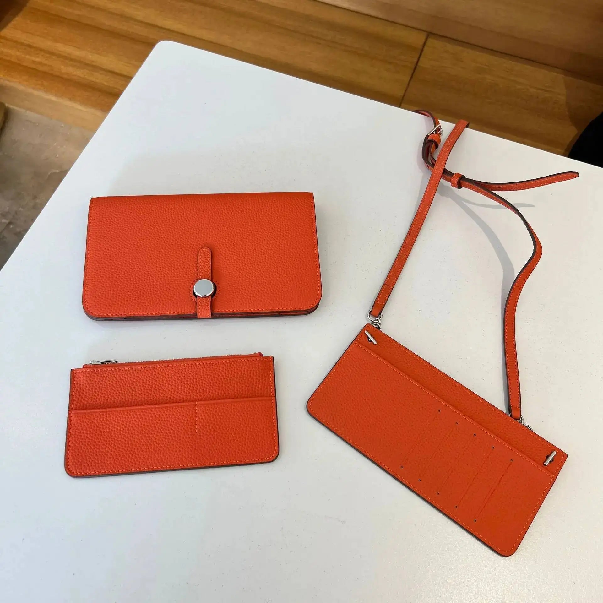 3‑in‑1 Full‑Grain Leather Clutch
