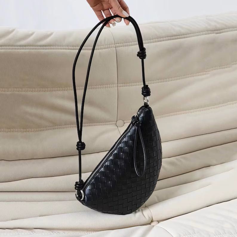 Leather Lattice Shoulder Bag