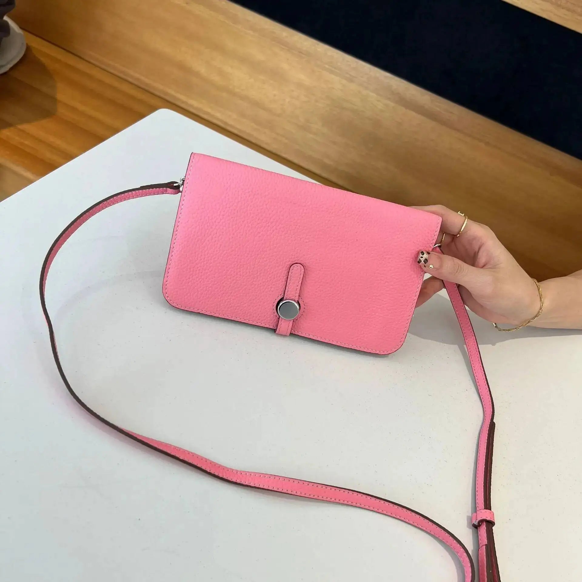 3‑in‑1 Full‑Grain Leather Clutch