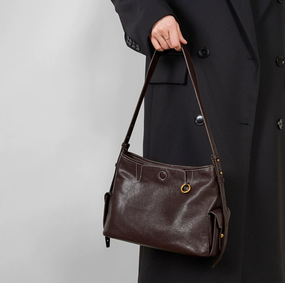 Classic Compact Leather Crossbody Bag