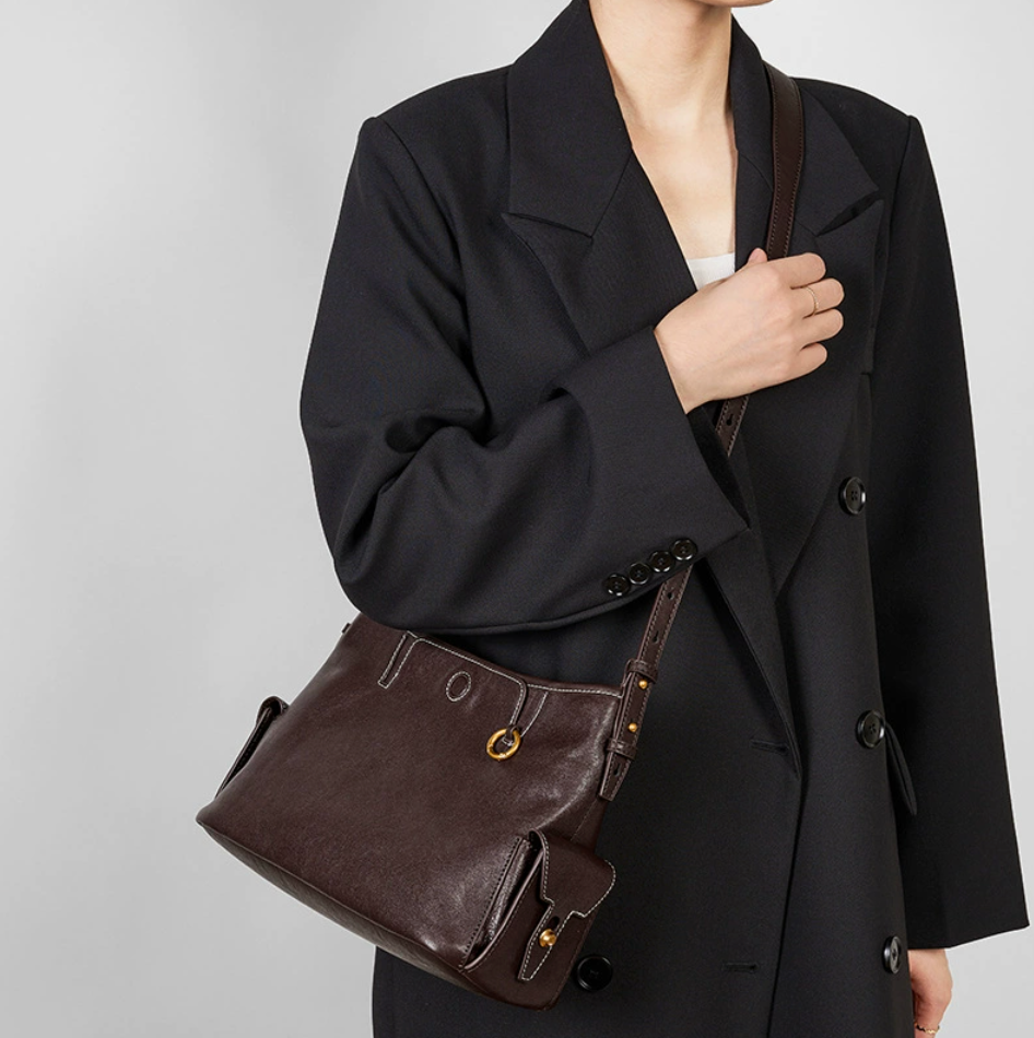 Classic Compact Leather Crossbody Bag